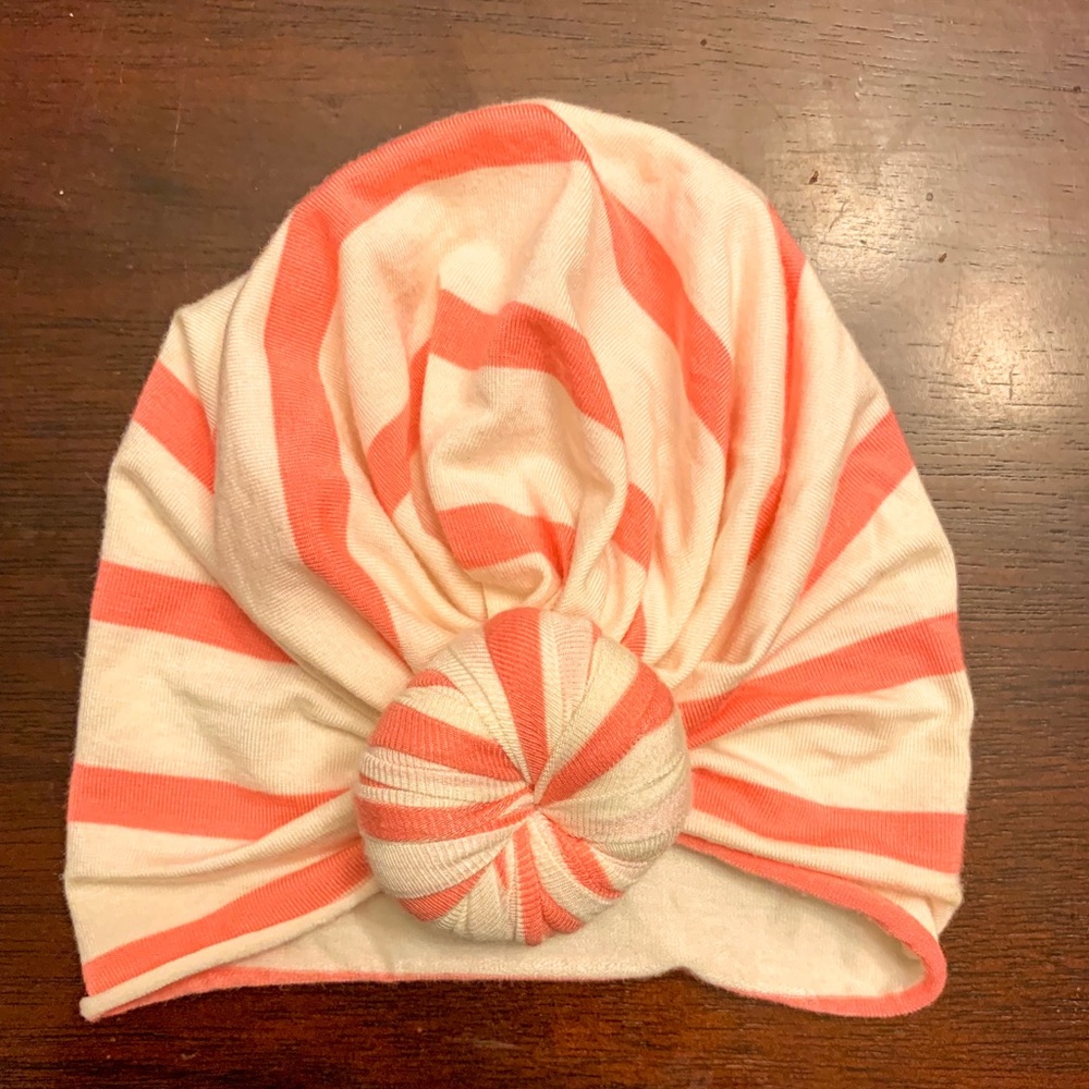 Top Knots Turban Pink and Ivory Stripe